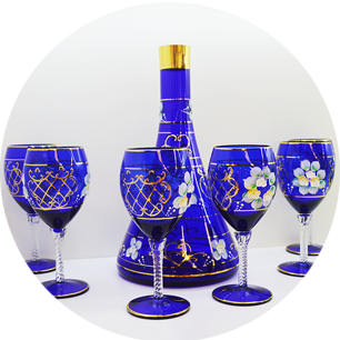 土耳其进口琉璃红酒杯套组蓝色