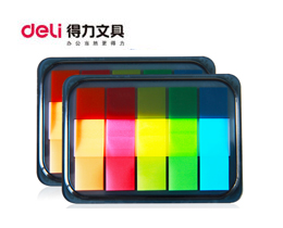 得力(deli)2个5色44×12mm荧光膜指示标签/便利贴/半透明百事贴 9069
