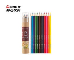 齐心（COMIX）纸桶装12色顺滑芯彩色铅笔 填色笔 彩铅 MP2016