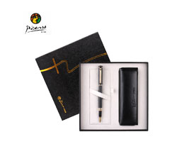 毕加索（pimio）钢笔签字笔墨水笔+笔袋礼盒套装 0.5mm 5510亮黑色